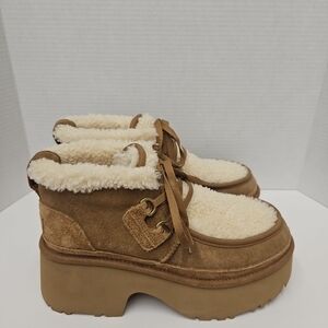 UGG Tan and Cream Shearling Winter Boots
